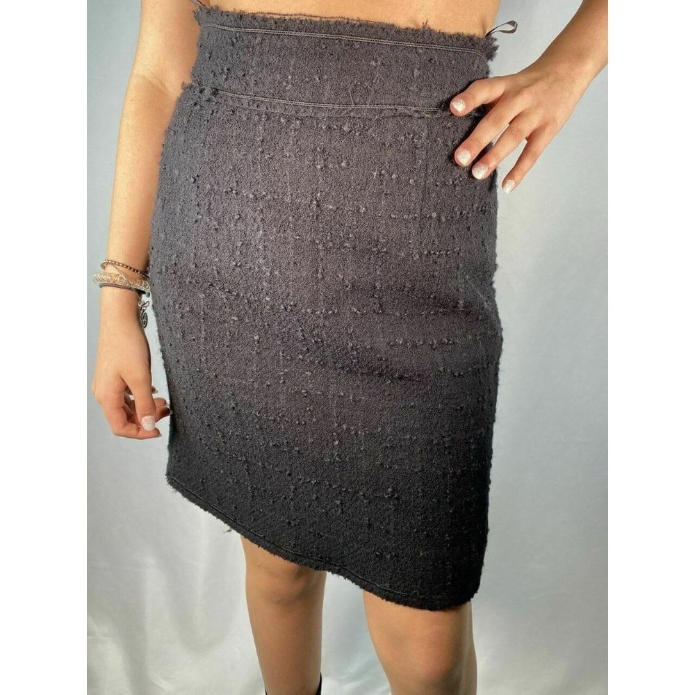 Moschino Cheap & Chic Black Wool Blend Tweed Strai